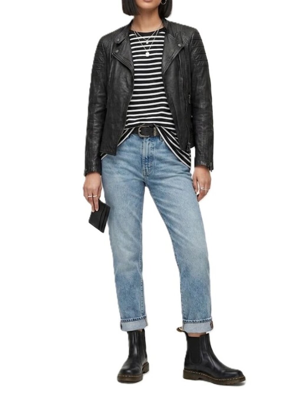 Leather Moto Jacket Women Black Fitted Biker Soft Leather Medium